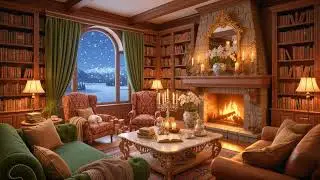 Dreamy Winter Coffee Shop ❄️☕ Soft Jazz Piano & Fireplace Crackle for Deep Focus