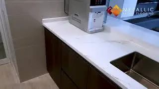 Metallic Epoxy Countertop Design (Gold Mixed Veins on Pure White Base)