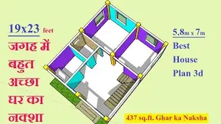 19x23 Modern House Design | 437 sqft Simple House Plan 3d | 2bhk Home Plan| 19x23 Ghar ka Naksha