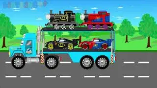 Disney dinoco transport truck - superhero trains and cars - video for kids