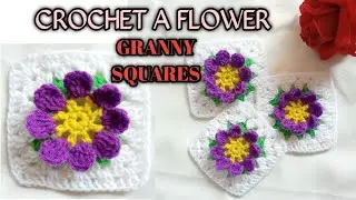 How to Crochet a Flower Granny Square โครเชต์แกรนนี่สแควร์ Crochet Tutorial #2