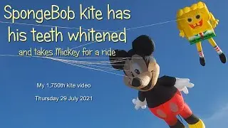 SpongeBob kite has his teeth whitened, and takes Mickey for a ride
