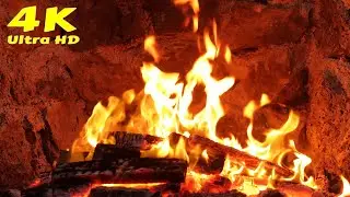🔥 4K Fireplace Video for Sleep, outdoor fireplace ambience. Winter Fireplace ASMR Ambience
