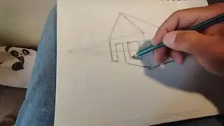 Perspectiva con dos puntos de fuga. Hacemos una casita con techo a dos aguas. Sencillo y rápido