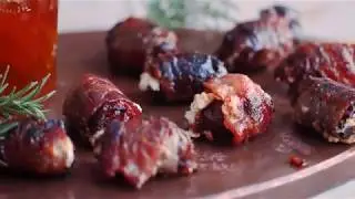 Goat cheese stuffed bacon wrapped dates