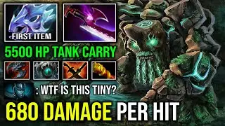 WTF First Item Moon Shard 100% Max Speed Tree Cleave Hit Like a Truck Tiny 5500 HP Tank Carry Dota 2