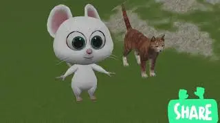 Cat beating and caring cartoon, paint animals 