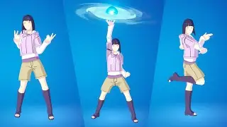 Hinata Hyuga Skin Showcase with Emotes and Dances | Fortnite X  Naruto Skins