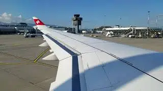 Swiss Air (LX352) Bombardier CS300 takeoff from Geneva Cointrin International Airport GVA to London