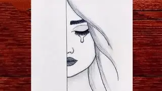 Very Easy Crying Girl Drawing||How To Draw A Sad Girl step by step 