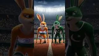 India 🇮🇳 vs Pakistan 🇵🇰 big rabbit race   #ai #india #pakistan #rabbit #kids