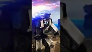 Pixel titans above earth: Epic minecraft robot showdown! 🚀🤖