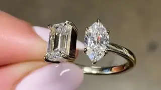 Stunning Toi et Moi Two-Stone Ring - Combining Marquise and Emerald Diamonds in One