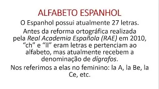 ALFABETO do ESPANHOL