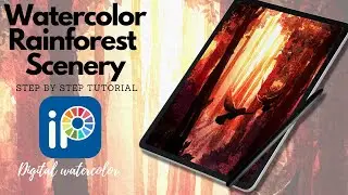 Digital watercolor Scenery drawing in IBIS paint x, Step by step beginners watercolor tutorial