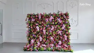 Flower Wall 5D Purple Pink Artificial Floral Backdrop for Event Party Decor