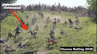 Cheese CARNAGE 2026: Daredevils tumble in UK’s hottest Cheese Rolling race ever!