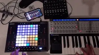 Live set with iPhone (or Android) + cubasis + akai apc64 + midimix