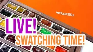 Caturday LIVE! - Swatching! New palette setup + Woomer Colored Pencils!