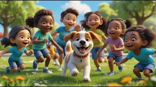 Happy Puppy and Children Laugh Together in the Park | Cute Kids Song | Rhyme Land