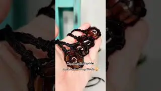 Interchangeable Crystal Pouch Macrame Necklace, Smoky Quartz Stone Jewelry Hand Made by Me