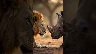 Lion vs. Rhinocero A Rare and Risky Confrontation#wildlifeentertainment #relaxingwildlife #animals