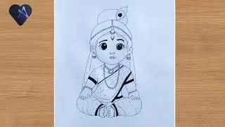 Cute Indian Baby Girl Drawing 👶 | Easy Cartoon Baby Drawing for Beginners | Step by Step