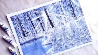 Winter Forest painting with only
