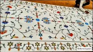 Luxurious inlay design flooring #inlay #art #marbleinlay #flooringdesign #marbleart #marblemandir