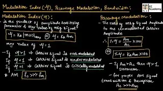 CT#5 Modulation index, percentage modulation, Transmission bandwidth of AM wave || EC Academy