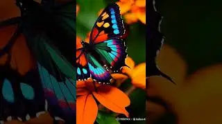 Beautiful colourful butterfly and flower