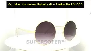 Ochelari de soare polarizati, model Lennon, protectie UV 400, Toc inclus, lentile gri