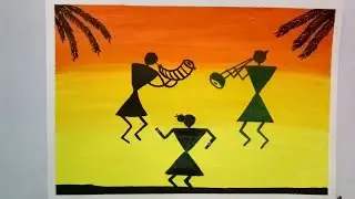 Warli Art Painting For Beginners|| Warli Art Painting Easy #art#painting|| Warli Art 🎨