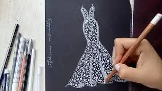 رسم فستان فرح ابيض فاشون