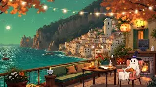 Peaceful Ghost Caf&eacute; Seaside 👻☕ Halloween Lofi for Study, Chill Festival ~ Spooky Beats