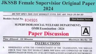 JKSSB Female Supervisor Question Paper 2024 | Paper Discussion | JKSSB Paper