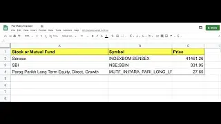 Realtime Stock and Mutual Fund tracker using sheets ( google sheets ).