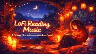 LoFi Reading Music [Fantasy Ambience in Library at Night] to concentrate & focus