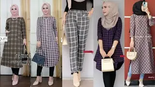 30 MODEL TUNIK TERBARU MOTIF KOTAK-KOTAK KEREN BANGET