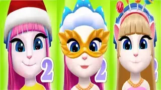 Red Vs Blue Vs Pink | 3 Color My Talking Angela 2 Vs My Talking Angela 2