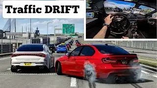 BMW 340i F30 Drifting in heavy Traffic - Helmet Camera POV