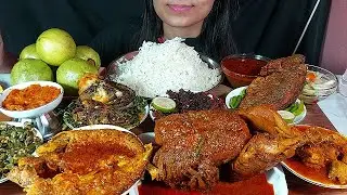 Massive Lunch Full Chicken Roast+Baim Fish Buna+Shorsha Pabda Masala+Fish fry+ Spinach Fish Head Fry