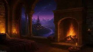 Night Court Ambience ┃Cozy Fantasy Loft ┃Spend the evening in Vesperia ┃Crackeling Fireplace💜🔥☁️
