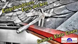 Fußgebinde ansetzen - Deutsche Schuppendeckung - German Slate Roofer - Eingebundener Fuß - Schiefer