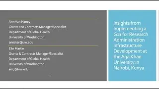 Insights from Implementing a G11 for Research Administration Infrastructure Development at AKU