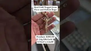 Real Gold Nugget Jesus Pendant & Hollow Rope Chain Set #goldpendants #diamondpendant #pendants