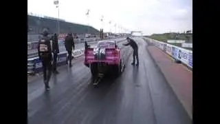 Jayne Kay testing at Santa Pod Raceway in the Pink Lady Funny Car