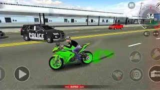 Lady biker driving city road exited mind.police car attack him.support me channel#Liton Gaming777