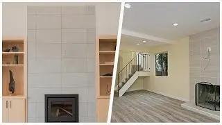 75 Multicolored Floor Living Space With A Tile Fireplace Design Ideas You'll Love 🏡