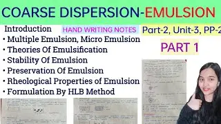 Emulsion Coarse dispersion | coarse dispersion emulsion system, Theories of emulsion,micro emulsion